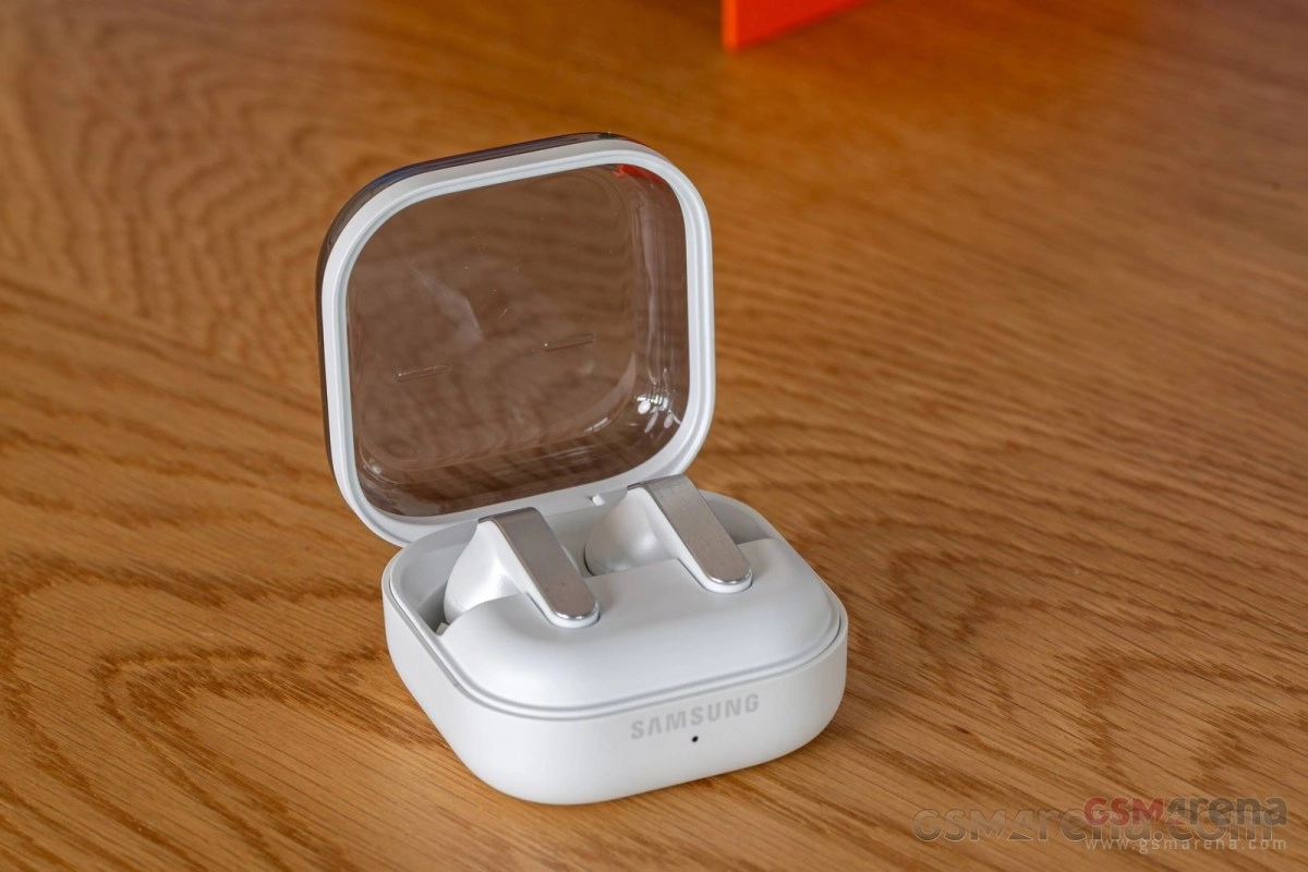 Samsung Galaxy Buds4 Pro in open charging case.