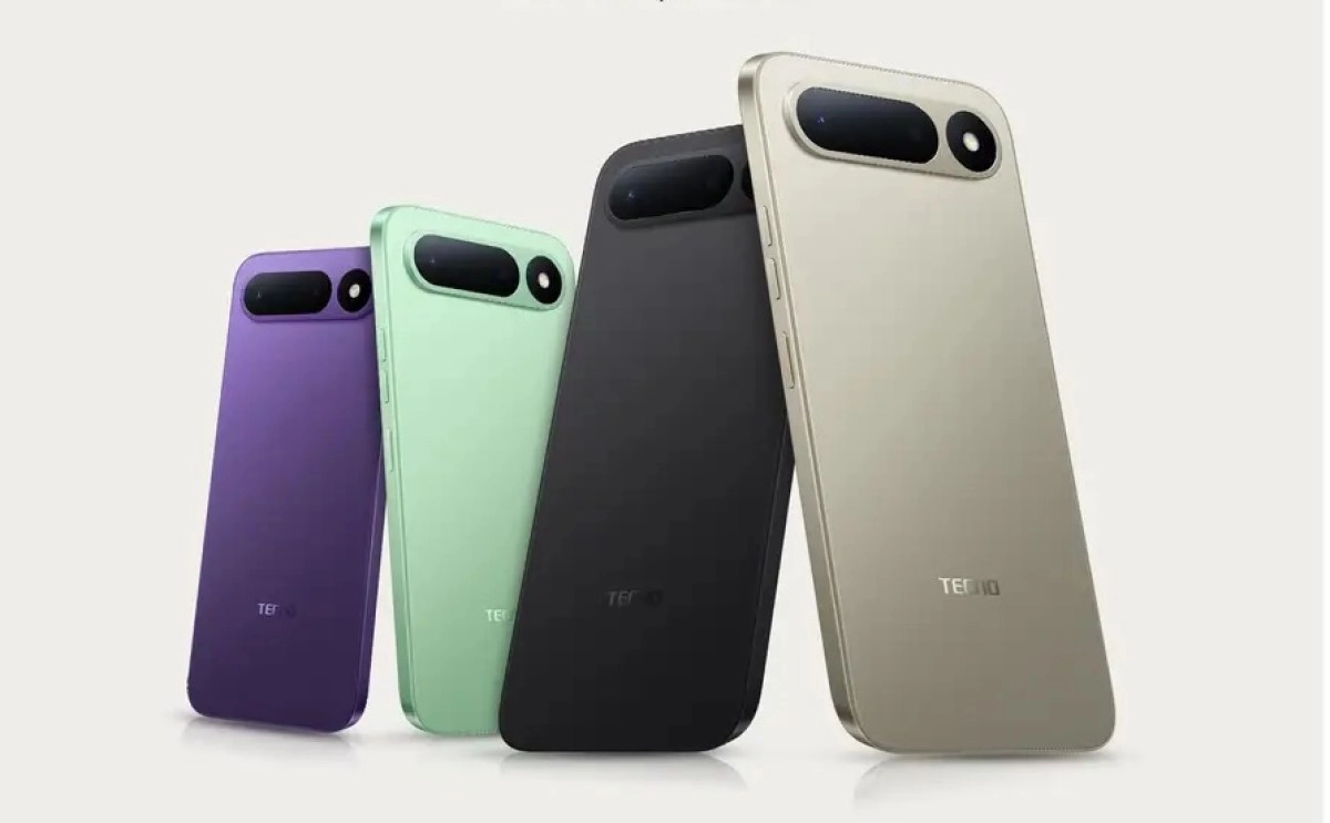 Tecno Spark 50 Pro phones in four colors.