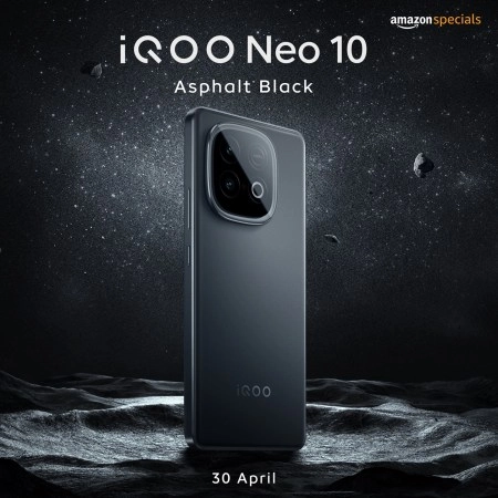 iQOO Neo 10 phone in Asphalt Black color.