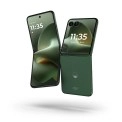 Green Motorola Razr 70 flip phones unfolded and folded