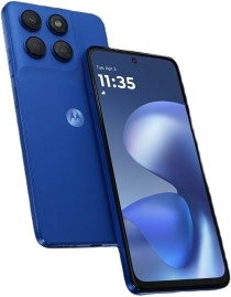 Blue Motorola Moto G47 with 108MP camera.