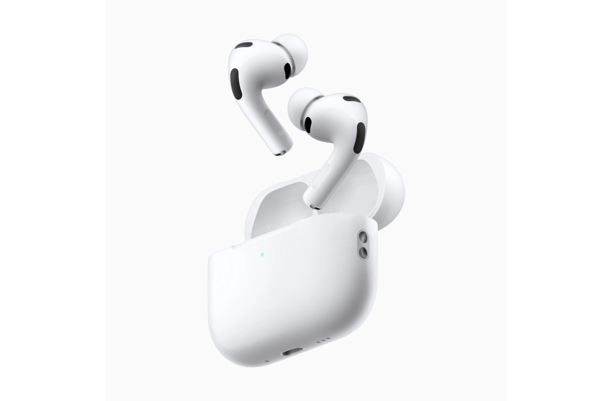 AirPods Pro with cameras and charging case.