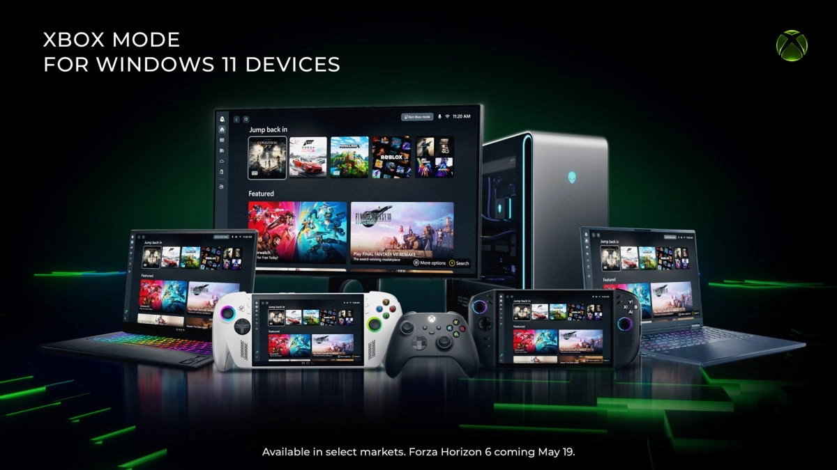 Xbox Mode interface on various Windows 11 devices.