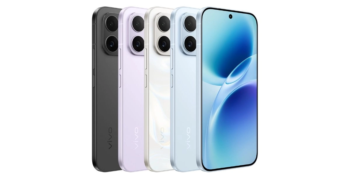 vivo S50t phones in black, purple, white, blue