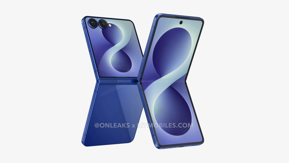 Blue Samsung Galaxy Z Flip 8 concept render.