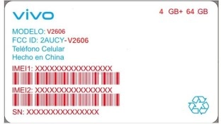 Vivo V70 Lite 4G certification label, 4GB+64GB.