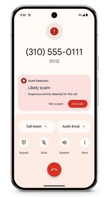Phone screen warns of a likely spam call.