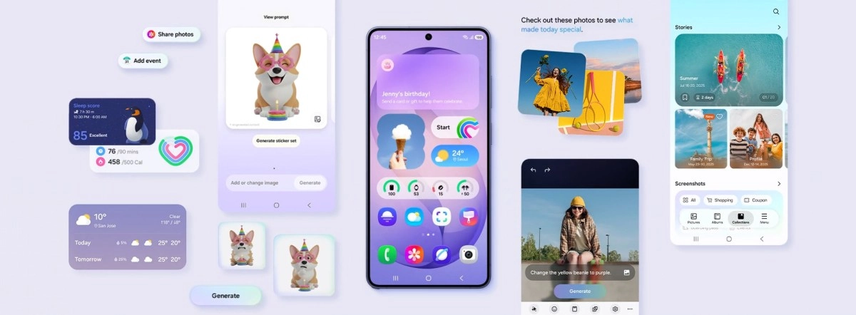 One UI 8.5 widgets and features on Samsung phones.