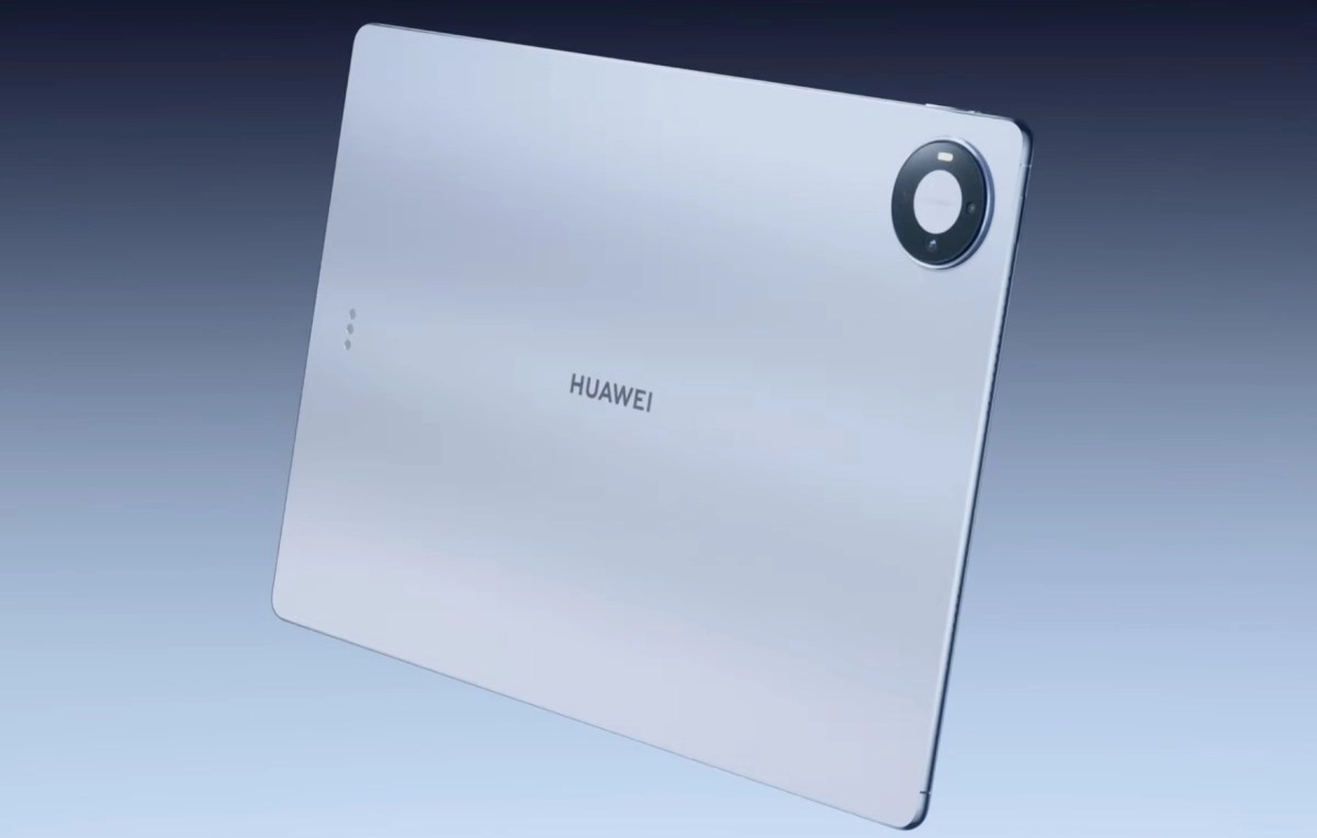 Huawei MatePad Pro Max silver rear view.