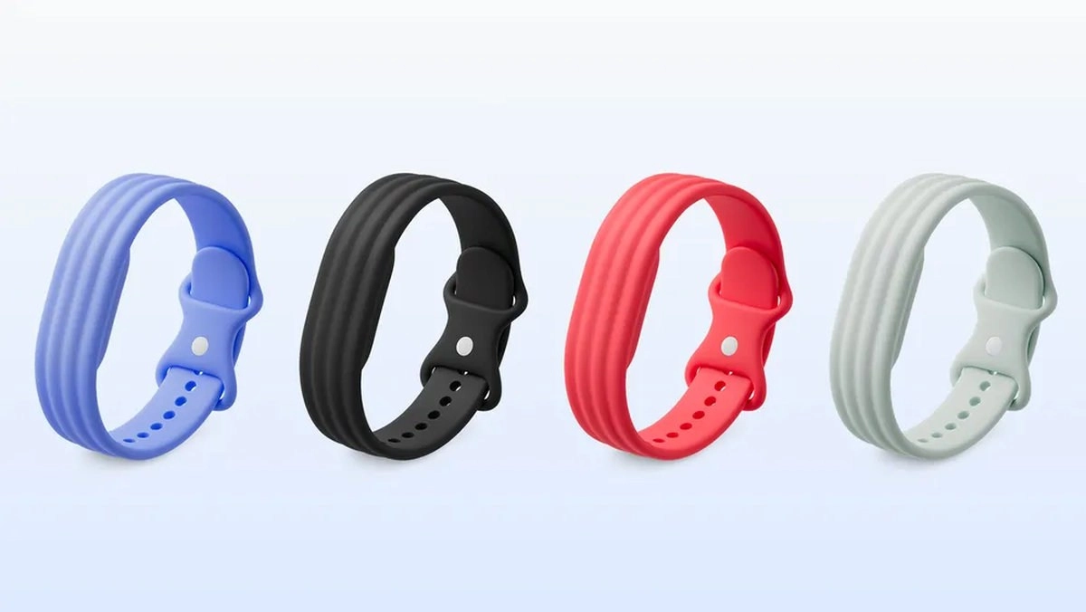 Fitbit Air fitness trackers in four colors.