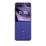 Motorola Razr 70 flip phone with purple and blue accents.