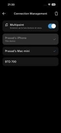 Apple device multipoint connection settings with iPhone, Mac.