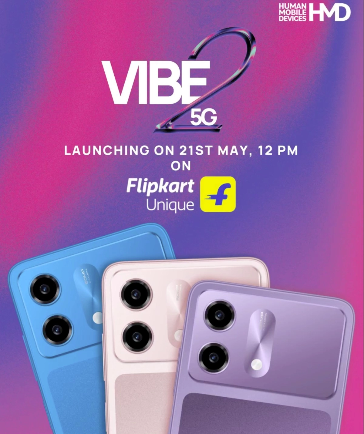 HMD Vibe 2 5G launching May 21 on Flipkart.