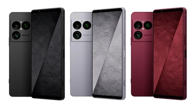 Sony Xperia I VIII in black, silver, and red.