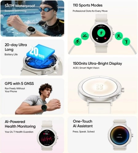waterproof, GPS, 20-day battery, health.