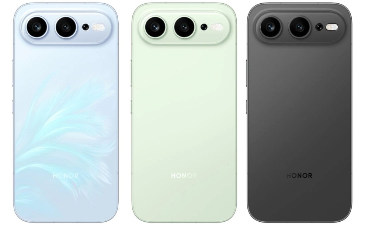 Honor 600 series rear design, blue, green, gray.