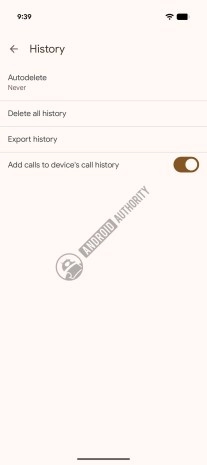 Google dialer call history settings on Android