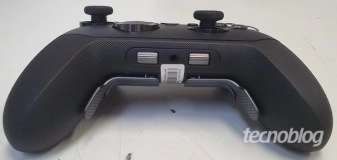 Upcoming black Xbox controller back with paddles.