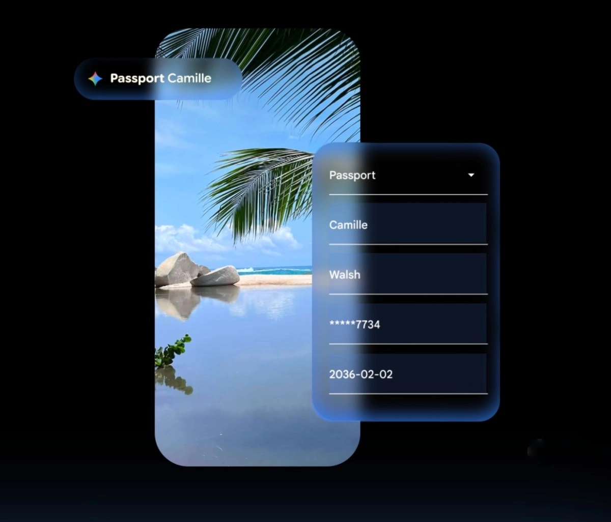 Camille passport interface on a smartphone
