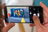 Sony Xperia 1 VIII camera interface with colorful pillows.