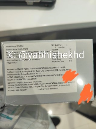 Realme RMX3268 box details and price leak.