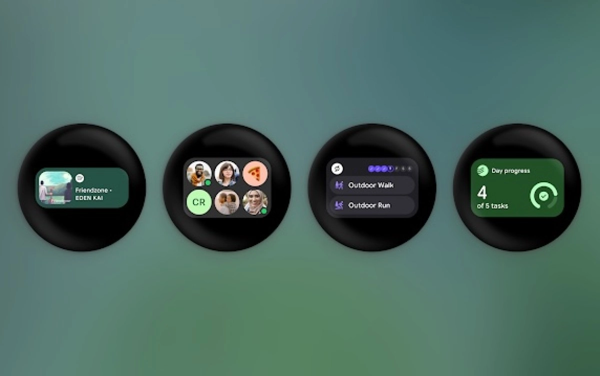 music, contacts, activities, day progress.