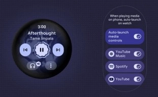 Wear OS 7 auto-launch media controls screenshot.