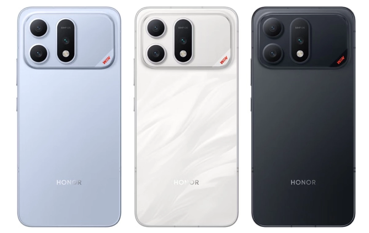 Honor Win Turbo phones in three colors.