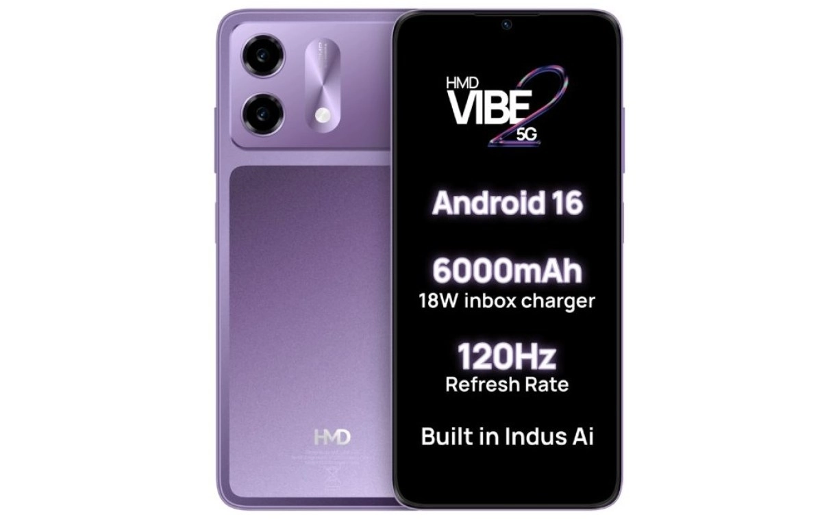 HMD Vibe 2 5G purple smartphone with 6000mAh battery