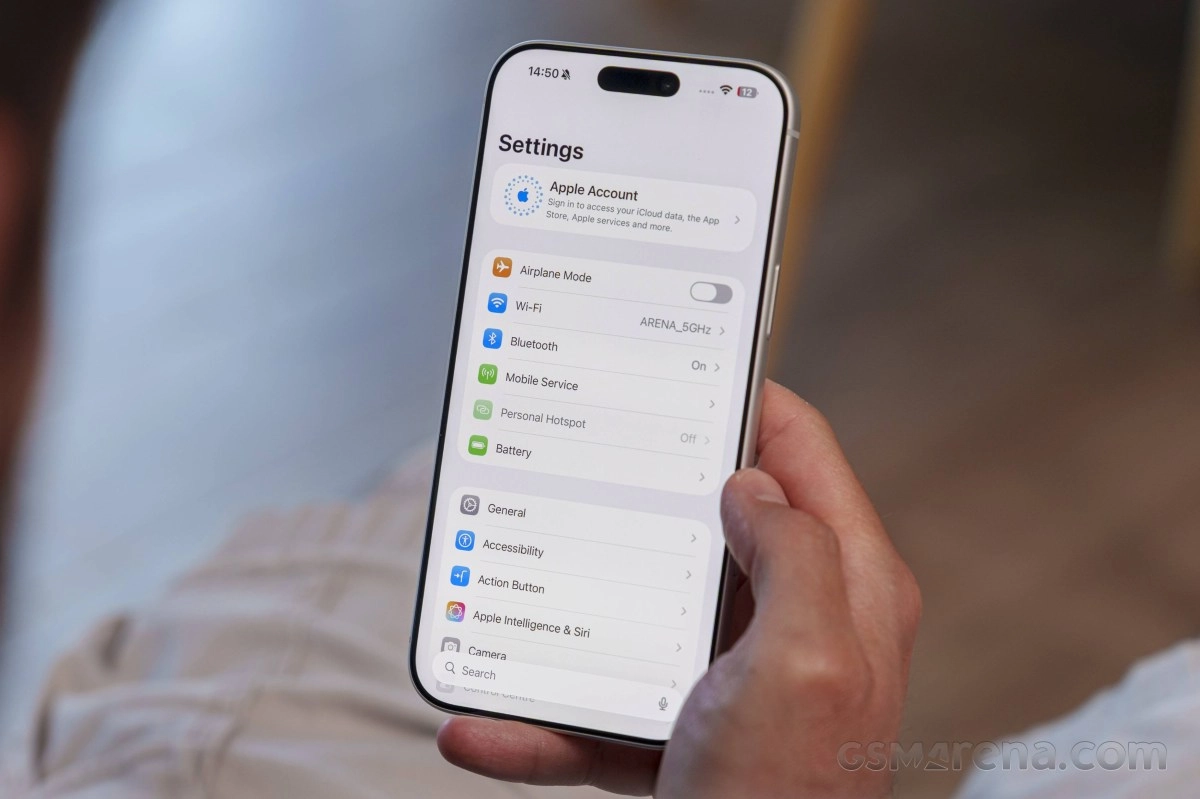 iPhone screen showing iOS settings menu