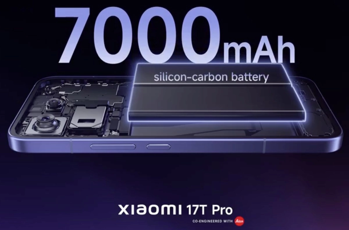 Xiaomi 17T Pro 7000mAh silicon-carbon battery