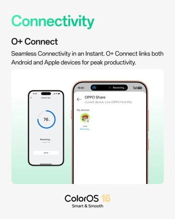 ColorOS 16 O+ Connect seamless device sharing.