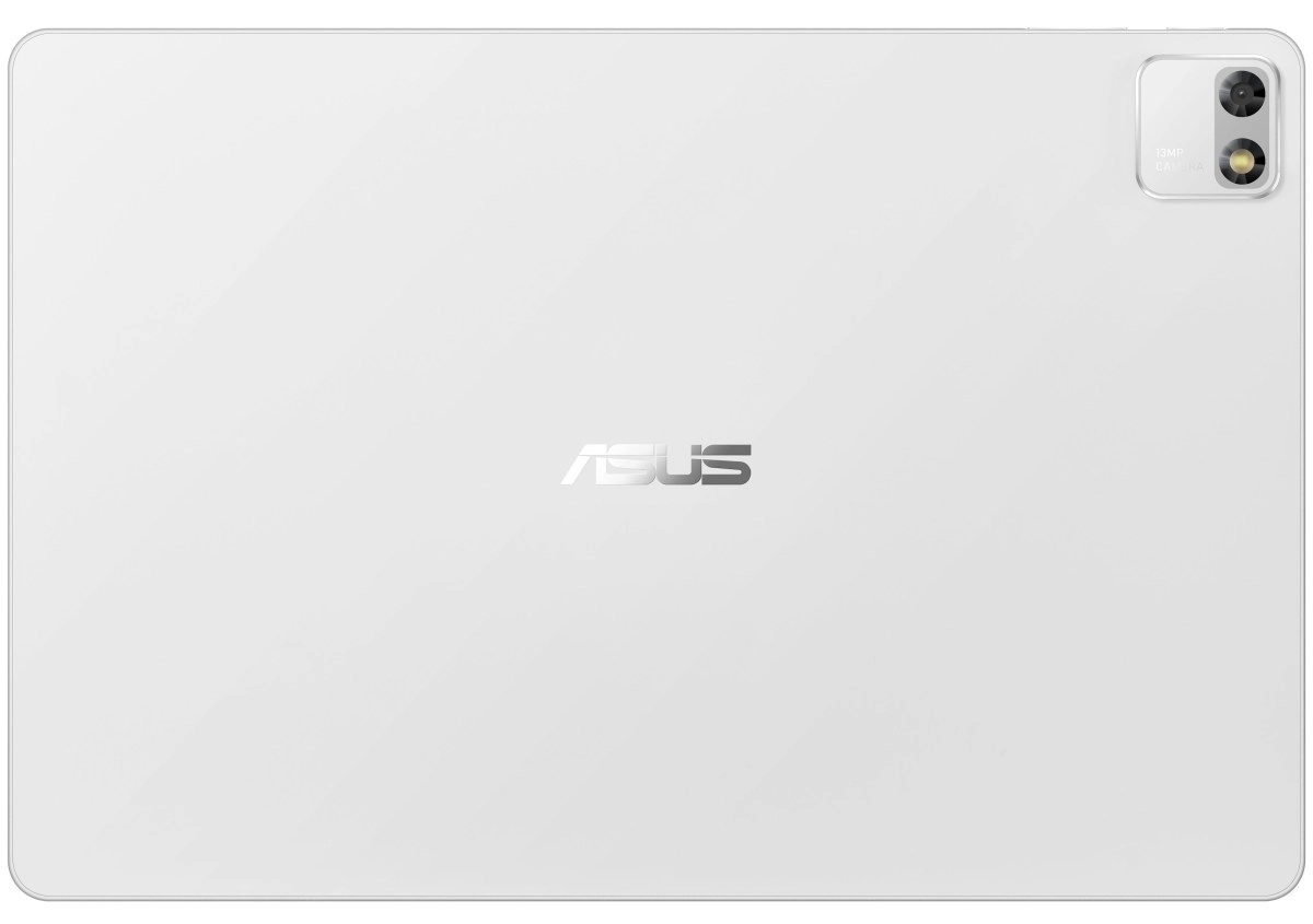 White Asus tablet with dual rear cameras.