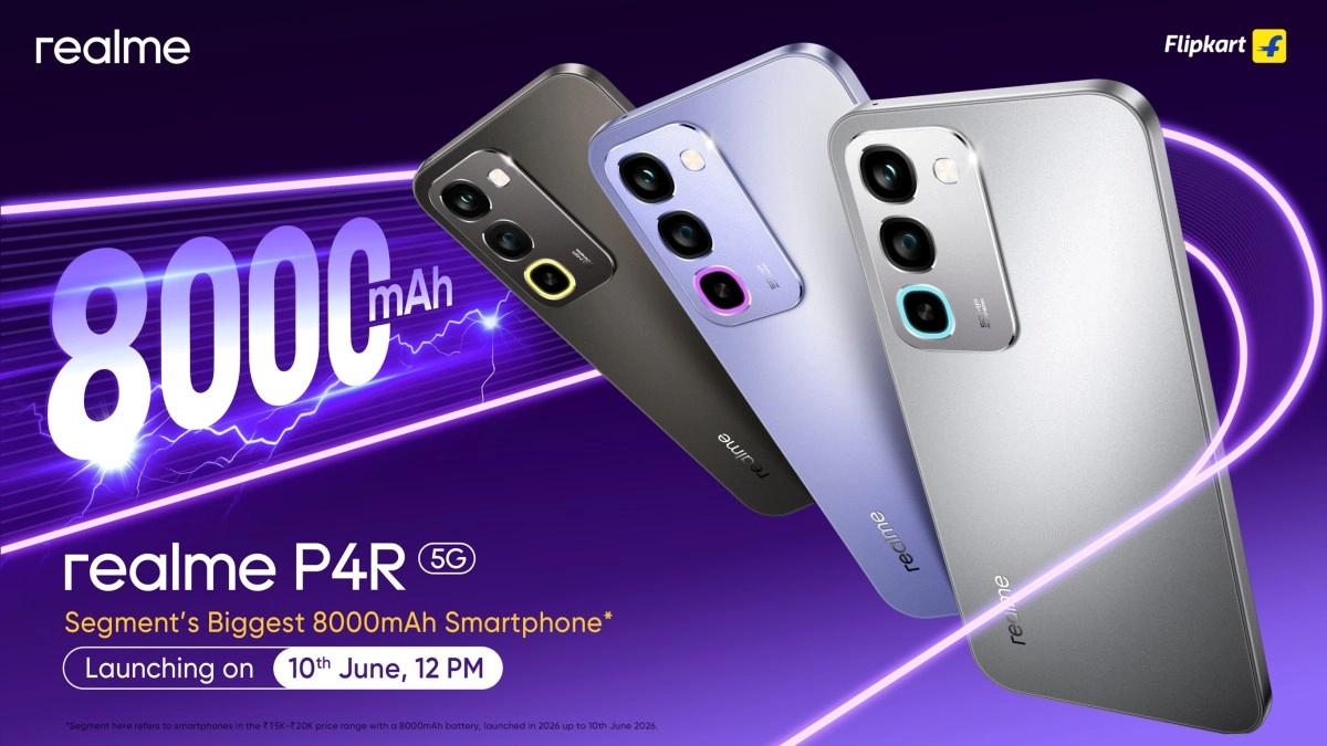 Realme P4R 5G with 8000mAh battery launching June 10th.