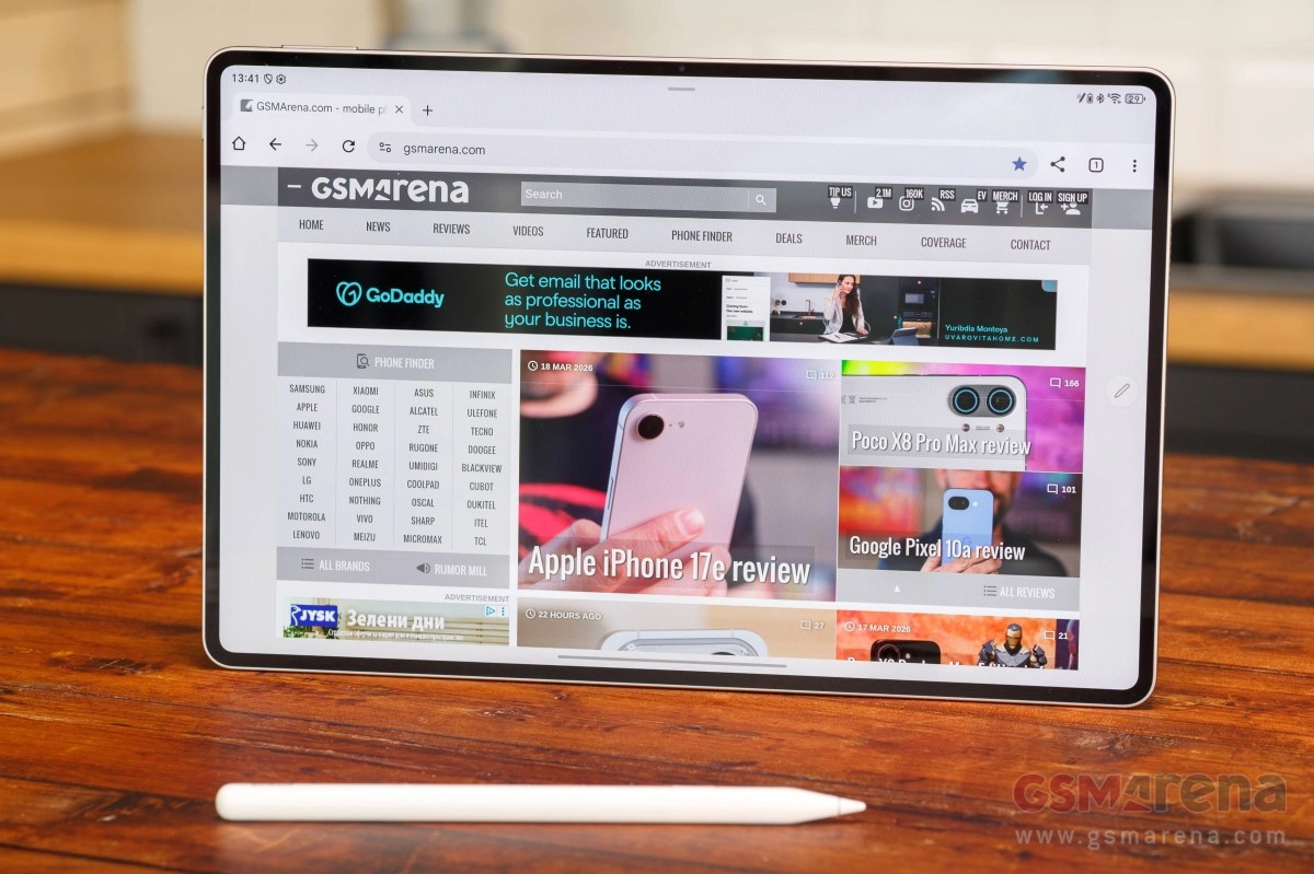 Honor MagicPad4 on GSMArena website with stylus.