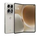 Motorola Razr Fold smartphone, opened and closed views.