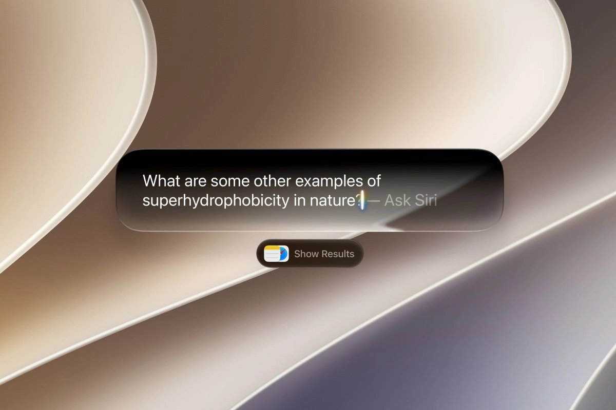 Siri asks about superhydrophobicity in nature.