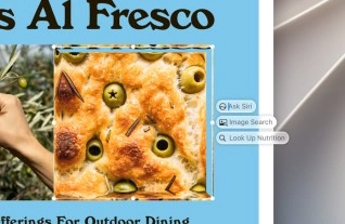 Focaccia with olives and rosemary, macOS AI.