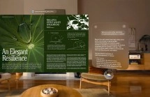 visionOS virtual displays in modern living room.