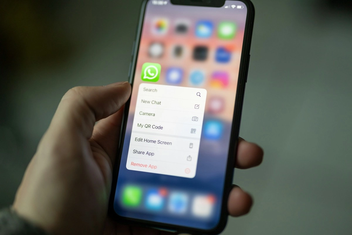 iPhone showing WhatsApp menu with third party options.