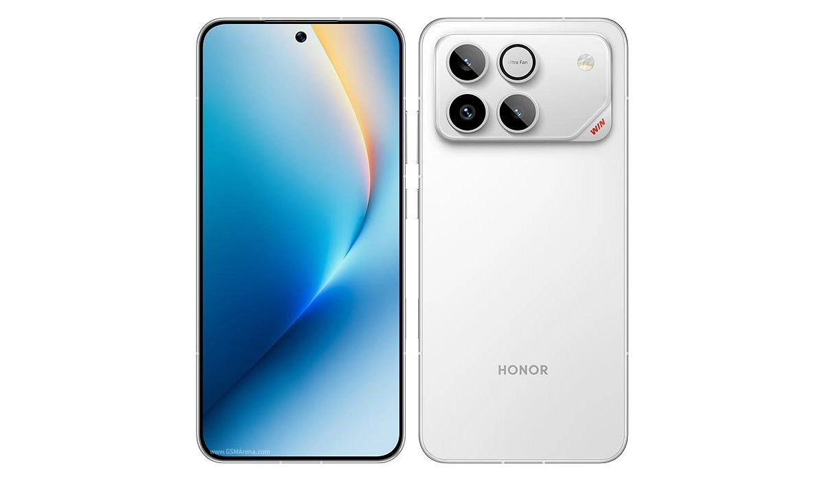Honor Win smartphone front and back render.