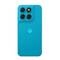 Blue Moto G Max phone rear with four cameras.
