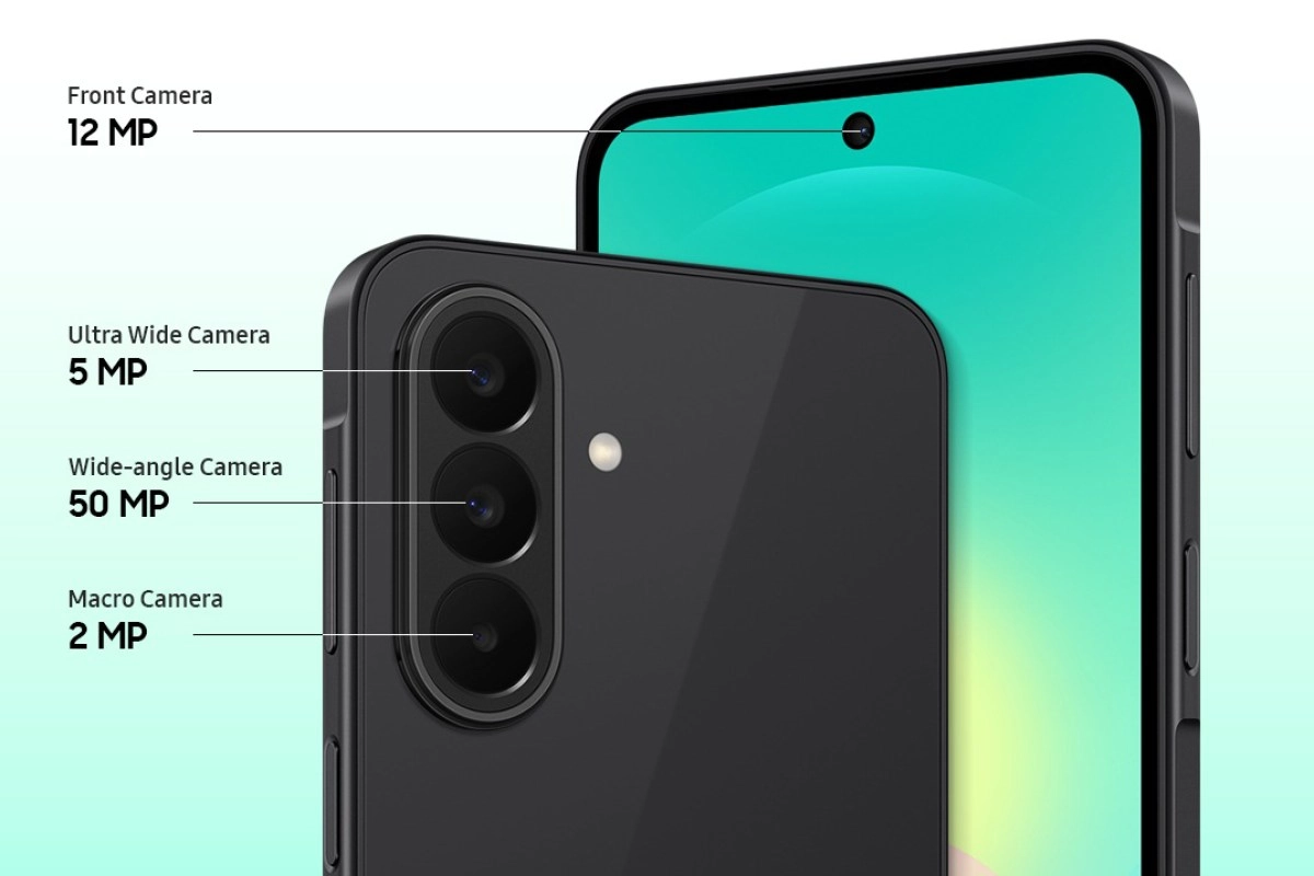 Samsung Galaxy A27 50MP wide, 12MP front cameras.