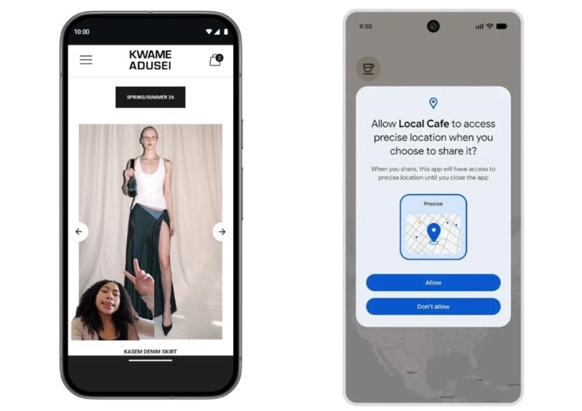 Pixel phones show fashion app and location permission