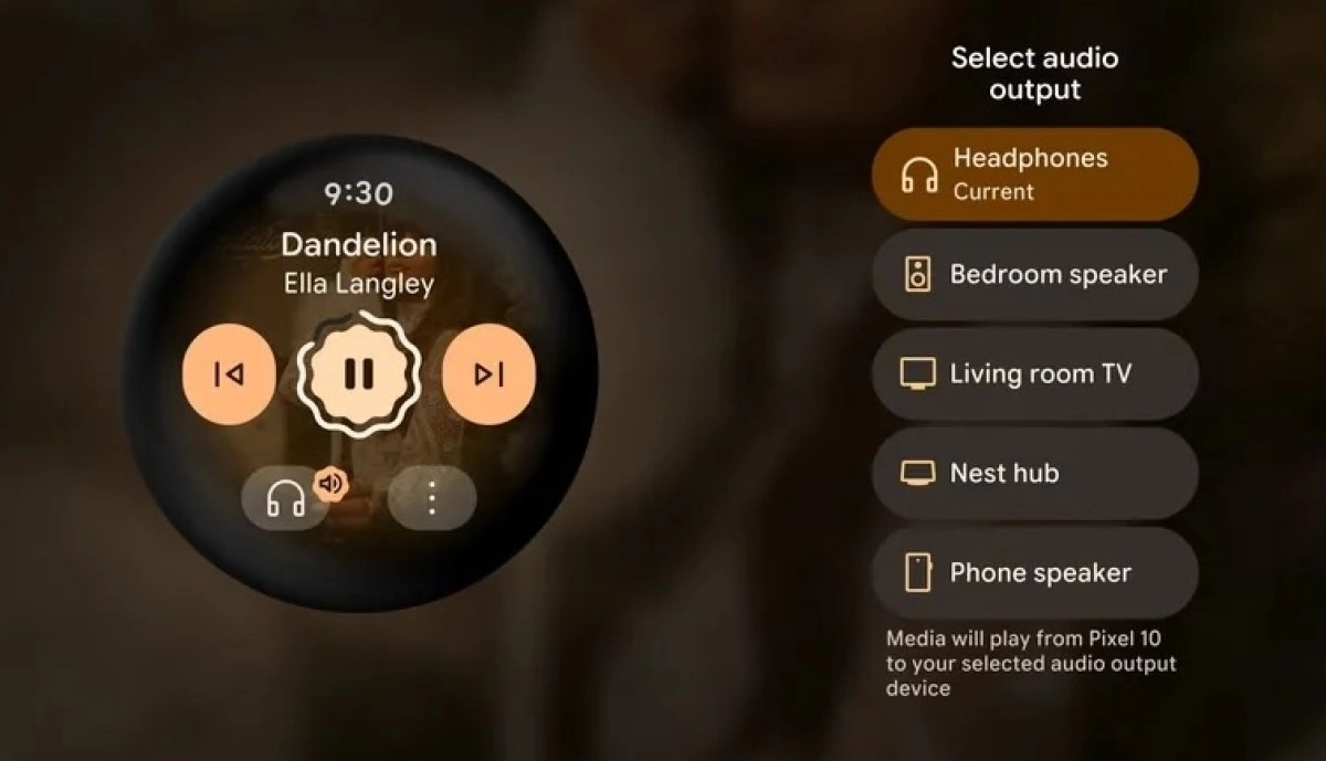 Pixel Watch audio output selection screen
