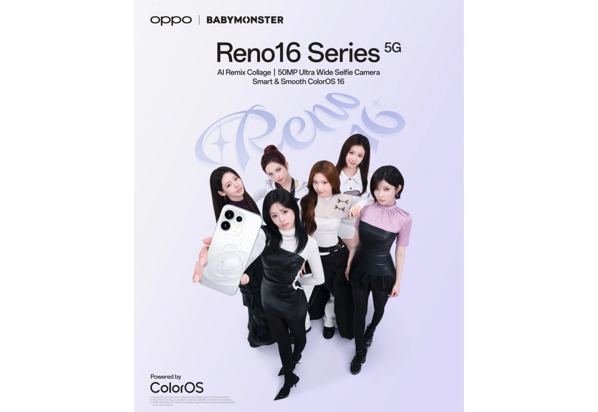 BABYMONSTER with Oppo Reno16 Series phone.