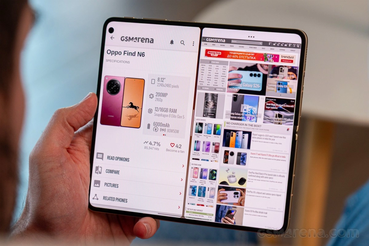 Oppo Find N6 specs on unfolded foldable phone