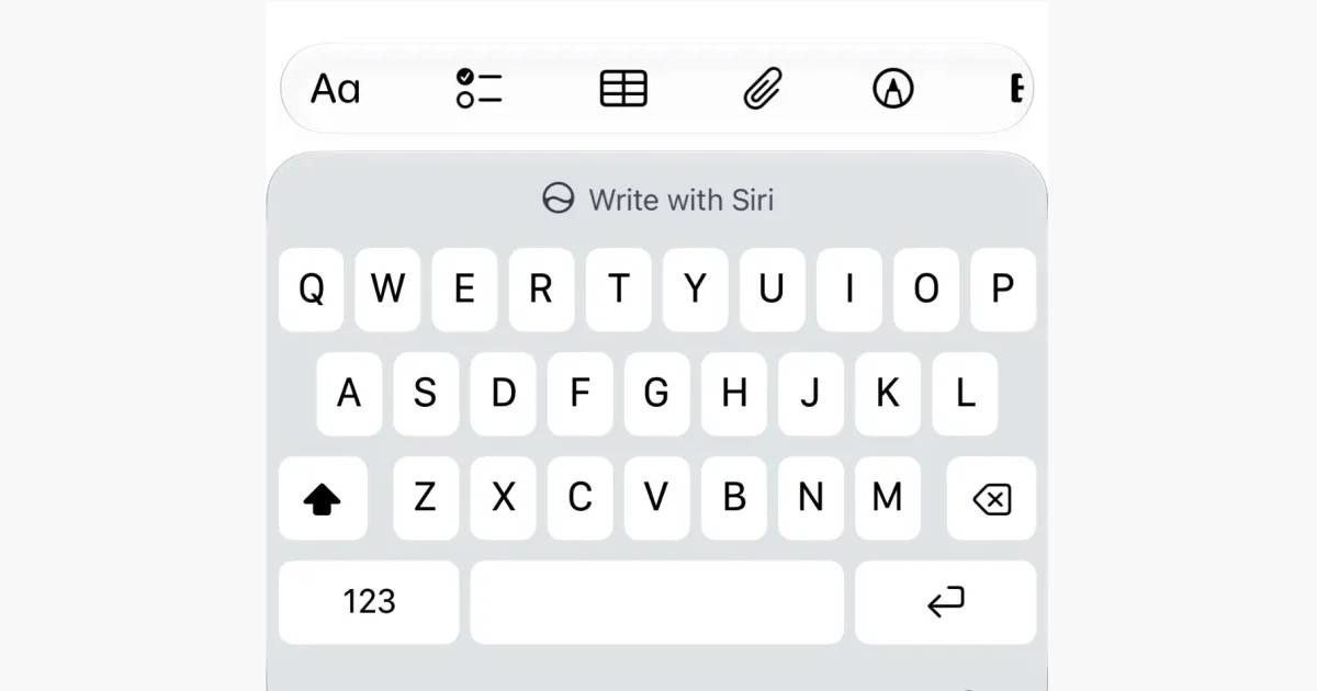 Write with Siri feature on iOS keyboard