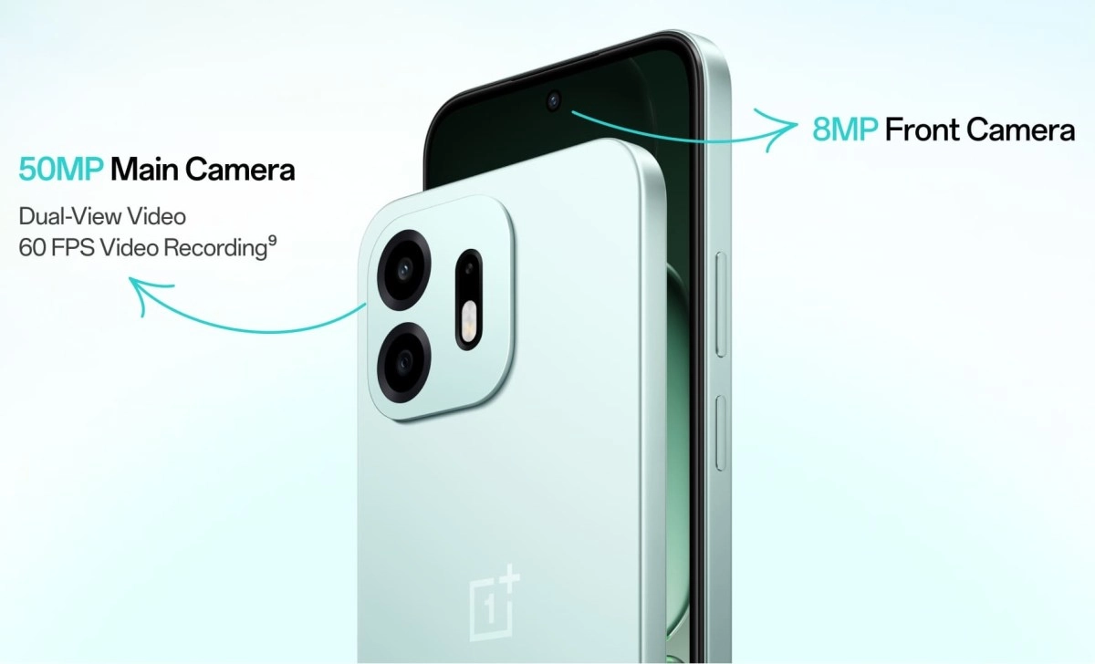 OnePlus N6 dual cameras, 50MP main, 8MP front.