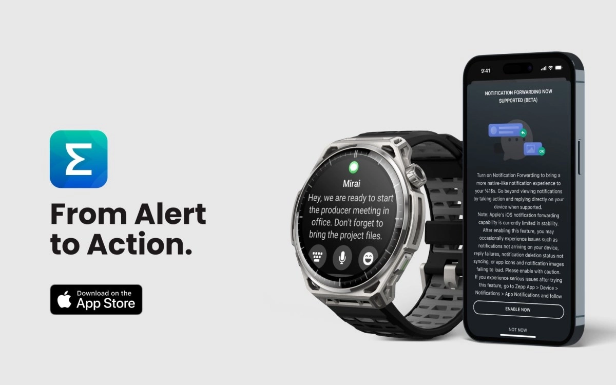 Amazfit watch and phone with notification forwarding.
